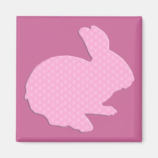 Pink Polka Dot Silhouette Easter Bunny Magnet (Voorkant)