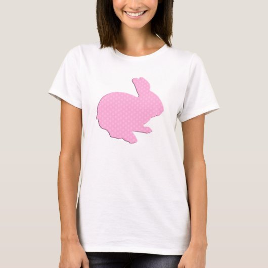 Pink Polka Dot Silhouette Easter Bunny Shirt (Voorkant)