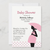 Pink Polka Dot Umbrella Baby shower Uitnodiging (Voorkant)