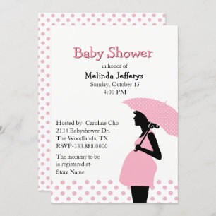 Pink Polka Dot Umbrella Baby shower Uitnodiging