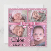 Pink Polka Dot Verjaardagsaankondiging Aankondiging (Voorkant)