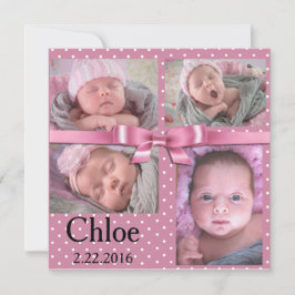 Pink Polka Dot Verjaardagsaankondiging Aankondiging