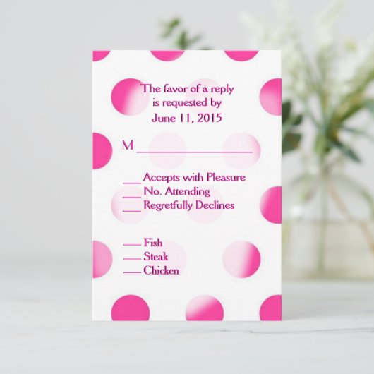 Pink Polka Dot Wedding RSVP (Staand voorkant)