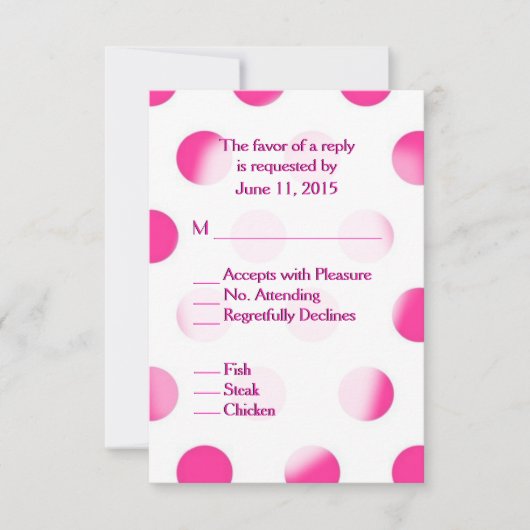 Pink Polka Dot Wedding RSVP Kaartje (Voorkant)