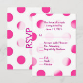 Pink Polka Dot Wedding RSVP Kaartje (Voorkant / Achterkant)