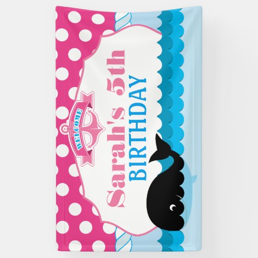Pink Polka Dot, Whale Party Spandoek (Verticaal)