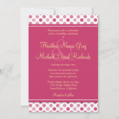 Pink Polka Dot White Daisy Wedding Invitation Kaart (Achterkant)