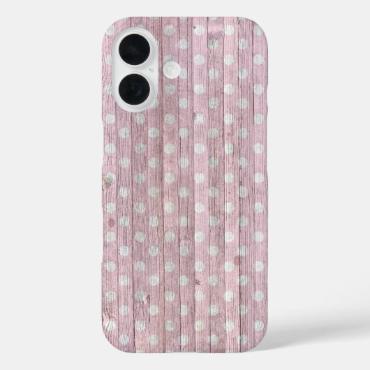 Pink Polka Dot Wood Case-Mate iPhone Case (Achterkant)