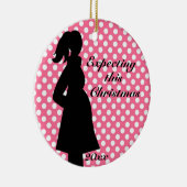 Pink Polka Dot Zwangerschap Ornament (Rechts)