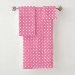 Pink Polka Dots Bath Towel Set Bad Handdoek