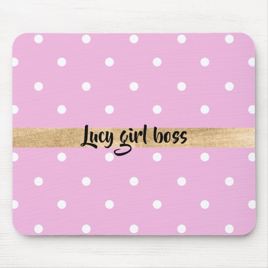 Pink Polka Dots bewerkbare personalisatie Muismat (Voorkant)