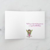 Pink Polka Dots Fairy Princess 3rd Birthday Kaart (Binnen)