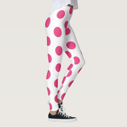 Pink Polka Dots Girly Trendy Fashionable Yoga Leggings (Rechts)