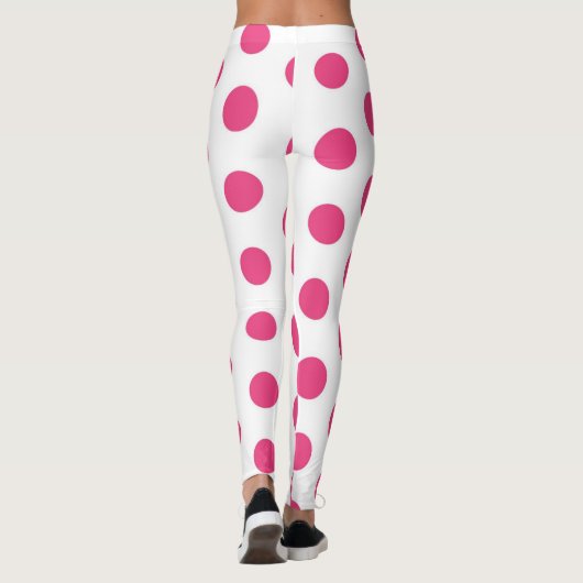 Pink Polka Dots Girly Trendy Fashionable Yoga Leggings (Achterkant)