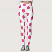 Pink Polka Dots Girly Trendy Fashionable Yoga Leggings (Voorkant)