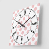 Pink Polka Dots Girly Vierkante Klok (Hoek)