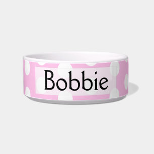 Pink Polka Dots Monogram Patroon Voerbakje