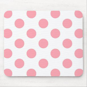 Pink Polka Dots Pattern on White Girly Muismat