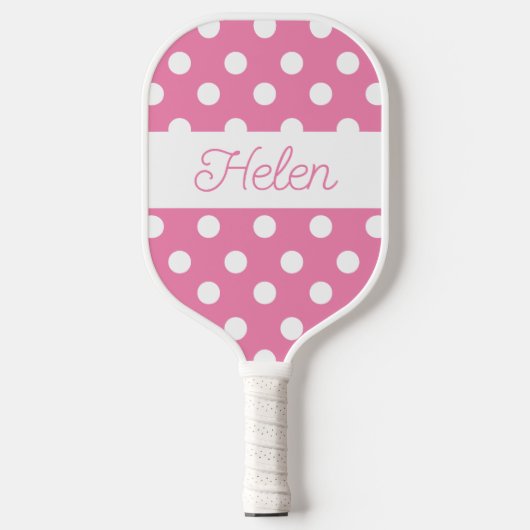 Pink Polka Dots Pickleball Persoonlijke peddel Paddle (Voorkant)