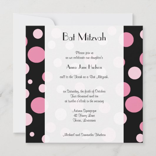 Pink Polka Dots, Polka Dot Pattern, Bat Mitzvah Kaart (Voorkant)