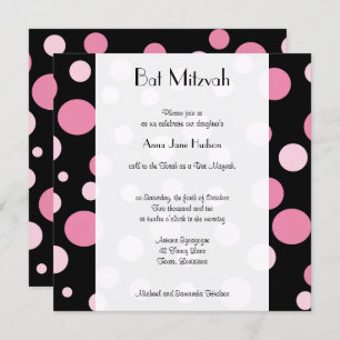 Pink Polka Dots, Polka Dot Pattern, Bat Mitzvah Kaart