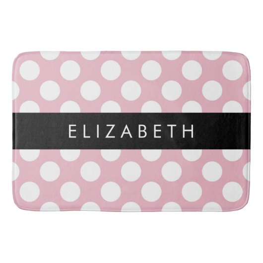 Pink Polka Dots, Polka Dot Pattern, Jouw naam Badmat (Voorkant)