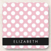 Pink Polka Dots, Polka Dot Pattern, Jouw naam Bier Onderzetter (Voorkant)