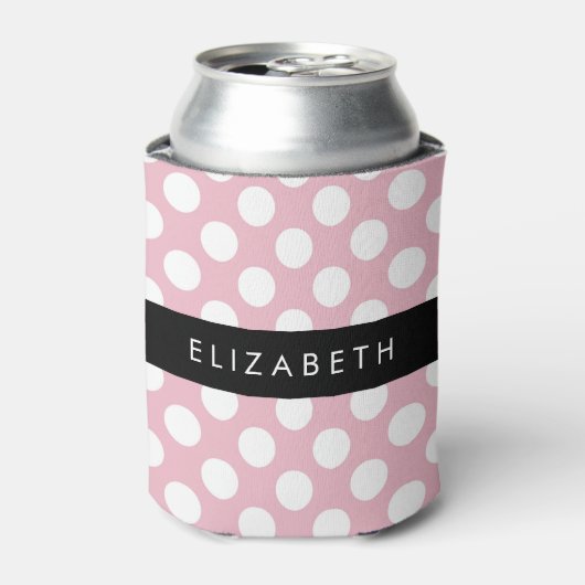 Pink Polka Dots, Polka Dot Pattern, Jouw naam Blikjeskoeler (Blikje Voorkant)