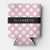 Pink Polka Dots, Polka Dot Pattern, Jouw naam Blikjeskoeler (Voorkant)