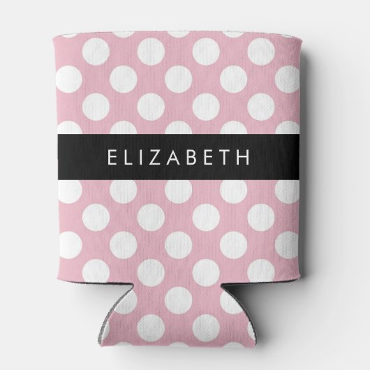 Pink Polka Dots, Polka Dot Pattern, Jouw naam Blikjeskoeler (Achterkant)