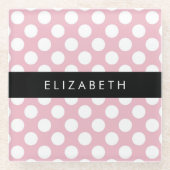 Pink Polka Dots, Polka Dot Pattern, Jouw naam Glazen Onderzetter (Voorkant)