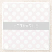 Pink Polka Dots, Polka Dot Pattern, Jouw naam Glazen Onderzetter (Achterkant)