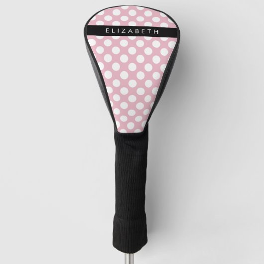Pink Polka Dots, Polka Dot Pattern, Jouw naam Golfheadcover (Voorkant)