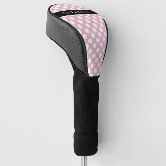 Pink Polka Dots, Polka Dot Pattern, Jouw naam Golfheadcover (Schuin)