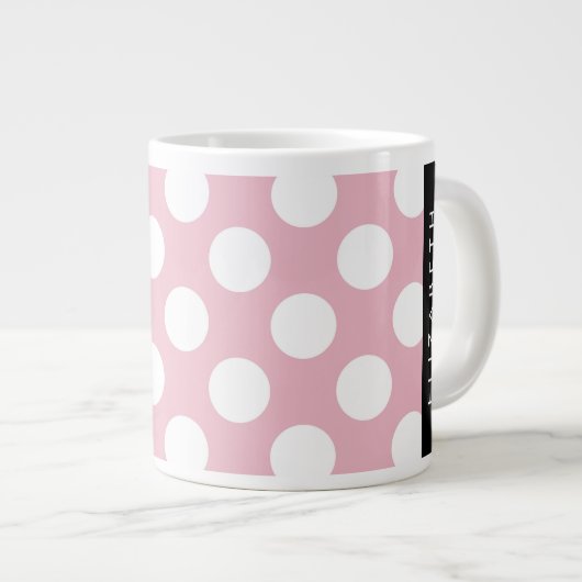 Pink Polka Dots, Polka Dot Pattern, Jouw naam Grote Koffiekop (Voorkant rechts)