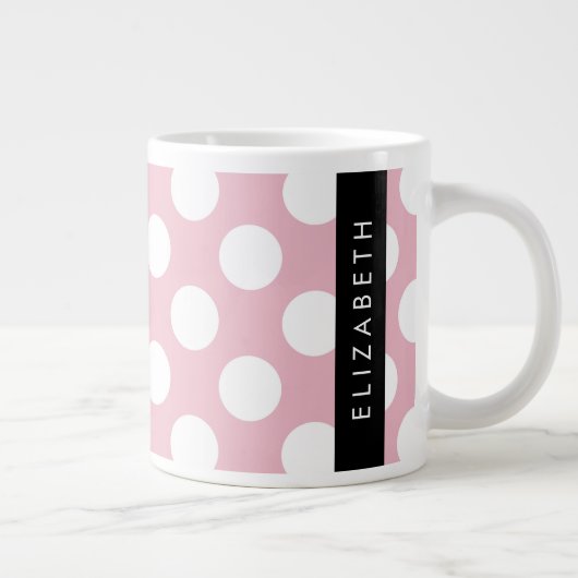 Pink Polka Dots, Polka Dot Pattern, Jouw naam Grote Koffiekop (Rechts)