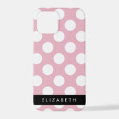 Pink Polka Dots, Polka Dot Pattern, Jouw naam iPhone Hoesje (Achterkant)