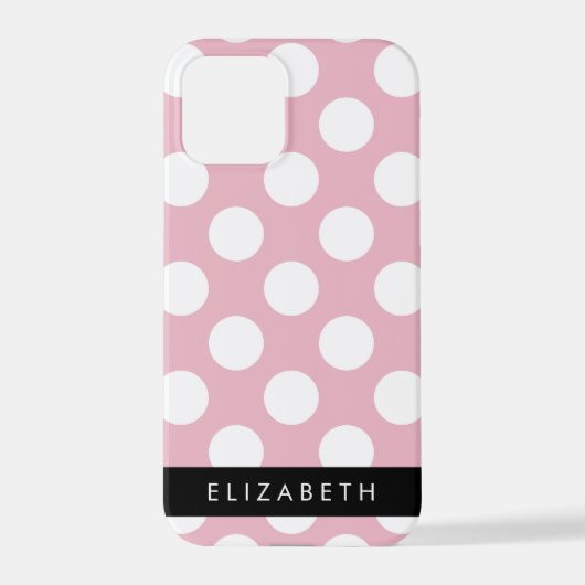 Pink Polka Dots, Polka Dot Pattern, Jouw naam iPhone Hoesje (Achterkant)