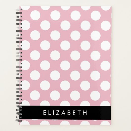 Pink Polka Dots, Polka Dot Pattern, Jouw naam Planner (Voorkant)