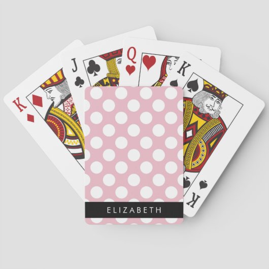 Pink Polka Dots, Polka Dot Pattern, Jouw naam Pokerkaarten (Achterkant)