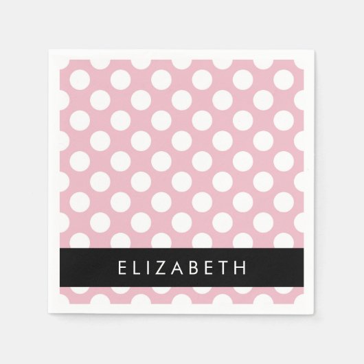 Pink Polka Dots, Polka Dot Pattern, Jouw naam Servet (Voorkant)