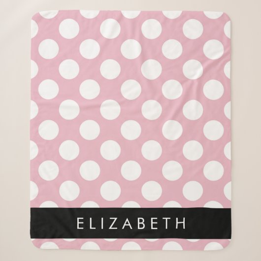 Pink Polka Dots, Polka Dot Pattern, Jouw naam Sherpa Deken (Voorkant)