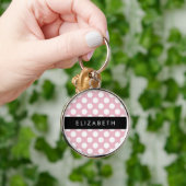 Pink Polka Dots, Polka Dot Pattern, Jouw naam Sleutelhanger (Hand)