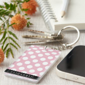 Pink Polka Dots, Polka Dot Pattern, Jouw naam Sleutelhanger (Voorkant Rechts)