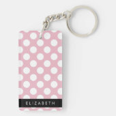 Pink Polka Dots, Polka Dot Pattern, Jouw naam Sleutelhanger (achterkant)