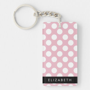 Pink Polka Dots, Polka Dot Pattern, Jouw naam Sleutelhanger