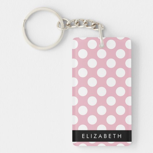 Pink Polka Dots, Polka Dot Pattern, Jouw naam Sleutelhanger (Voorkant)