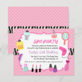 Pink Polka Dots Spa Birthday Party Invitation Kaart (Voorkant / Achterkant)