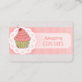 Pink Polka Dots Stripes Cupcake Visitekaartje (Voorkant)