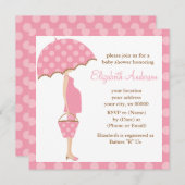 Pink Polka Dots Umbrella Ma Baby shower Kaart (Voorkant / Achterkant)